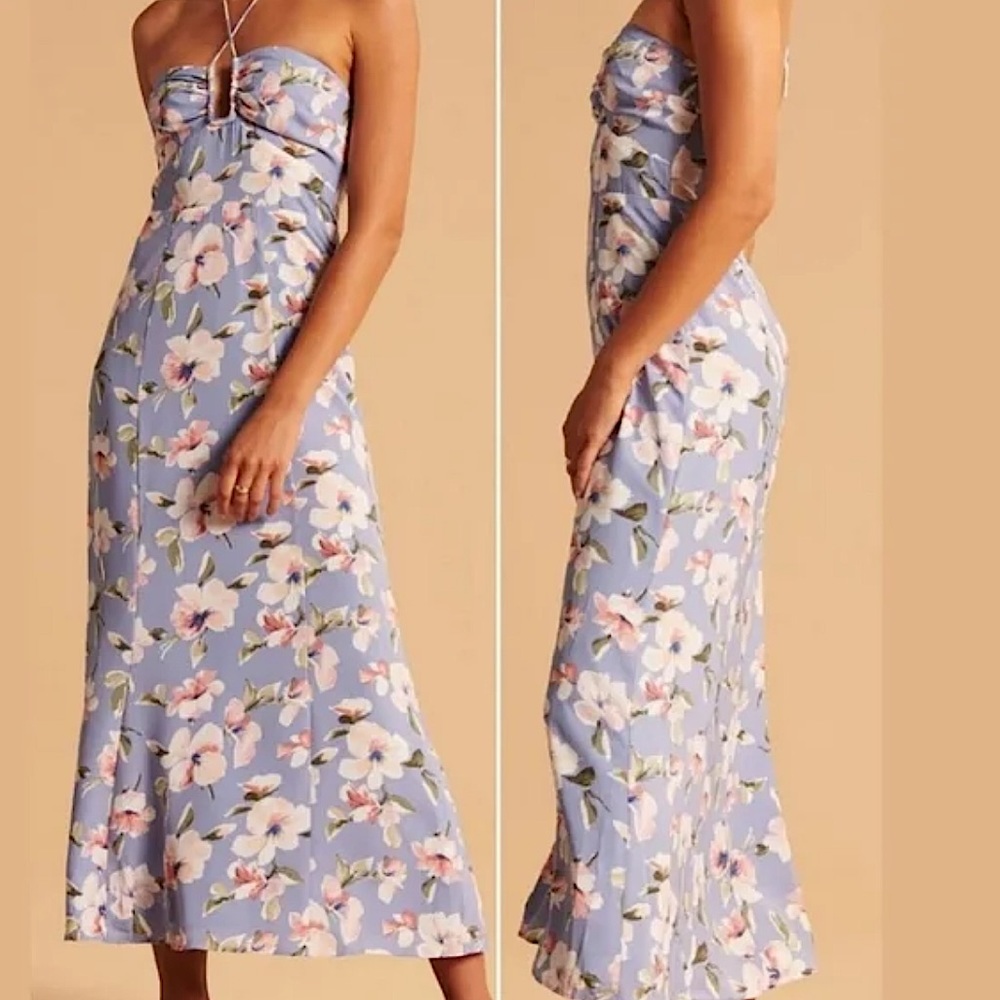 Abercrombie & Fitch Lavender Floral Halter Maxi Dress